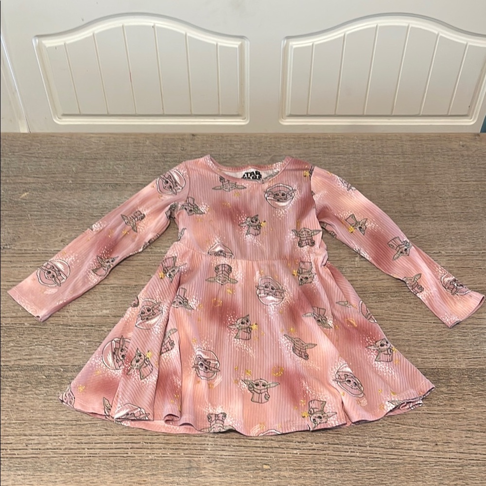 Star Wars Pink Baby Yoda Swing Dress Size 4T